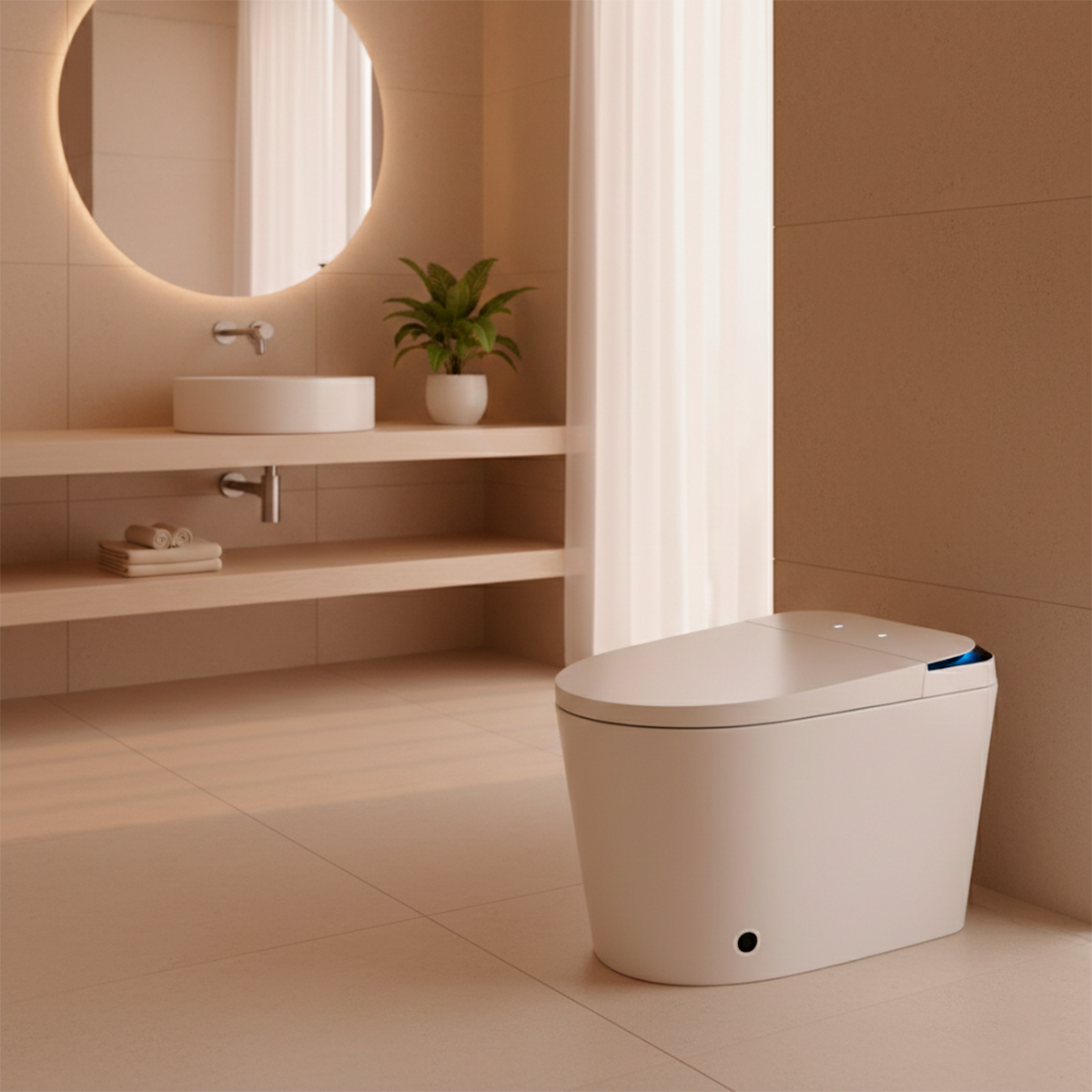 Inodoro Inteligente One Piece Minimalista Silencioso Ahorro de Agua Ref. S1